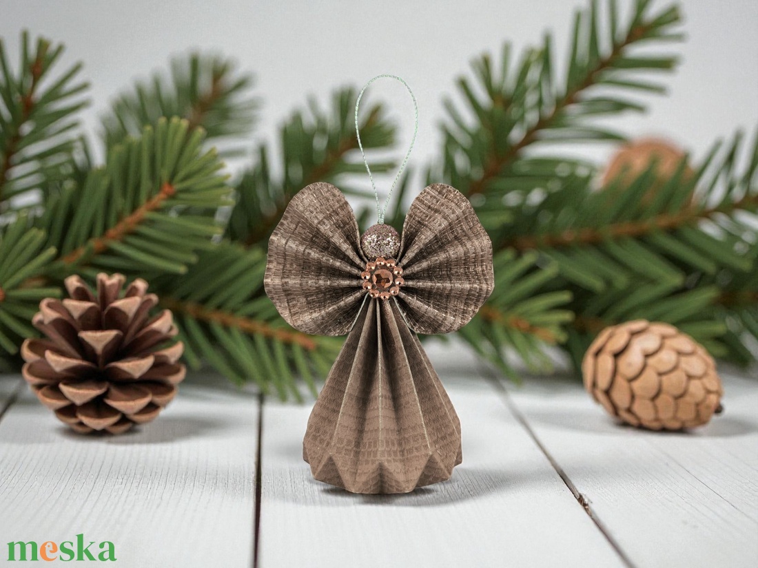 Mályva, rosegold papírangyalka függődísz PANRG007 - karácsony - karácsonyi lakásdekoráció - karácsonyfadíszek - Meska.hu