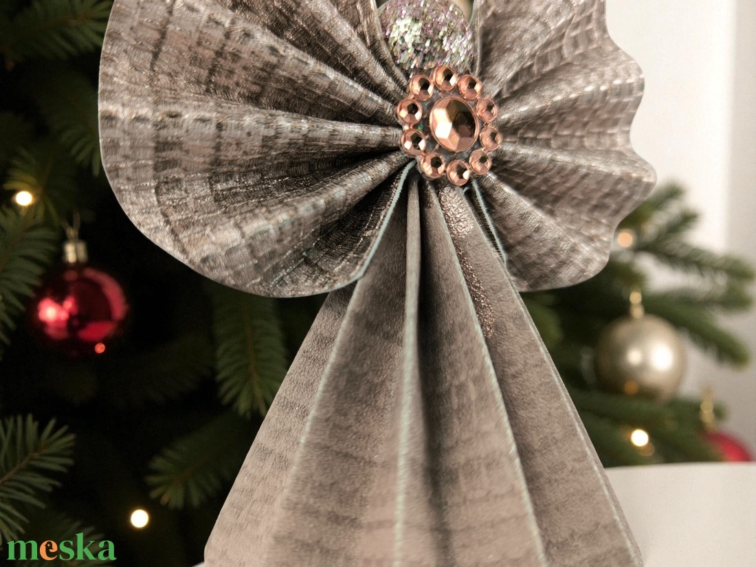 Mályva, rosegold papírangyalka függődísz PANRG007 - karácsony - karácsonyi lakásdekoráció - karácsonyfadíszek - Meska.hu