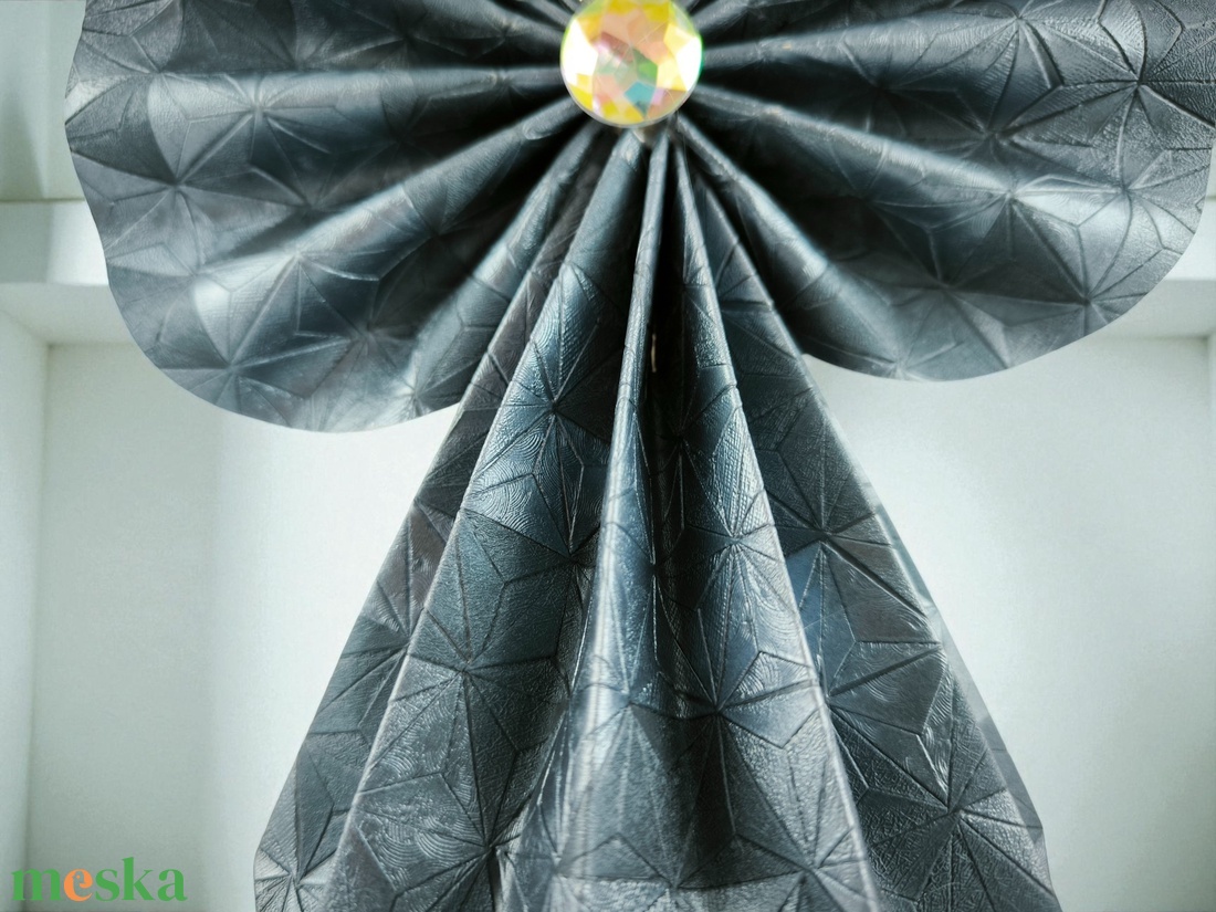 Sötétkék mintás papírangyalka polcdekoráció OPA56 - karácsony - karácsonyi lakásdekoráció - karácsonyi lakásdíszek - Meska.hu