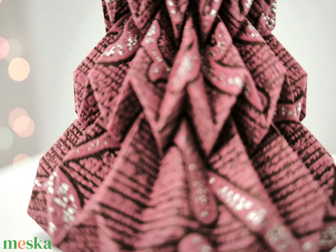 Mályva, ezüst csillámos mintás fenyőfa formájú karácsonyfadísz FF135 - karácsony - karácsonyi lakásdekoráció - karácsonyfadíszek - Meska.hu