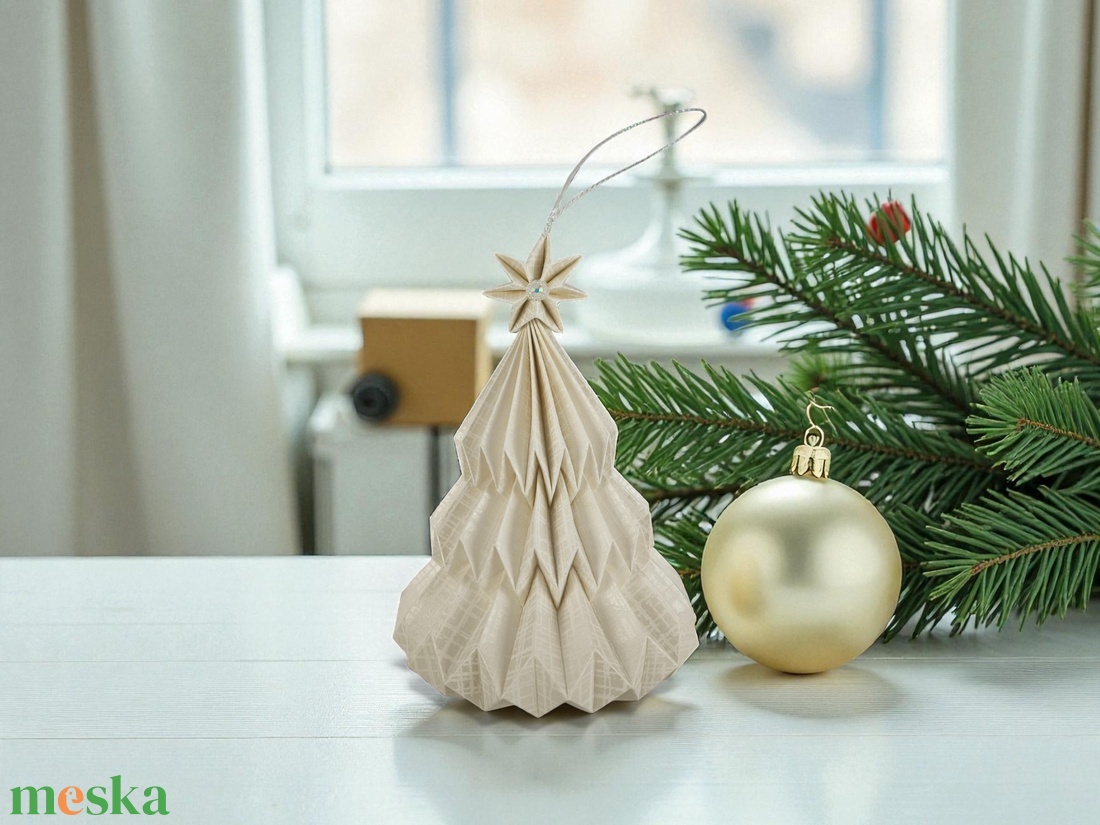 Fehér mintás fenyőfa formájú karácsonyfadísz FF136 - karácsony - karácsonyi lakásdekoráció - karácsonyfadíszek - Meska.hu