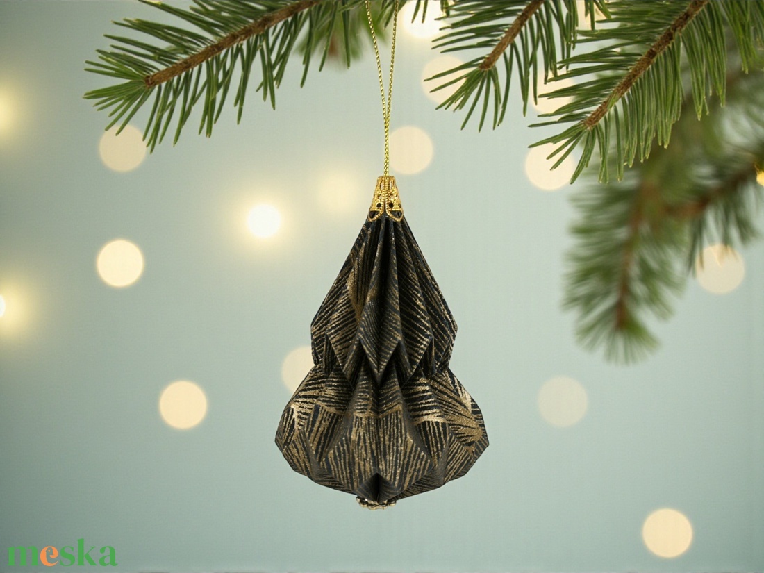 Fekete, arany fenyőfa formájú karácsonyfadísz KF009 - karácsony - karácsonyi lakásdekoráció - karácsonyfadíszek - Meska.hu