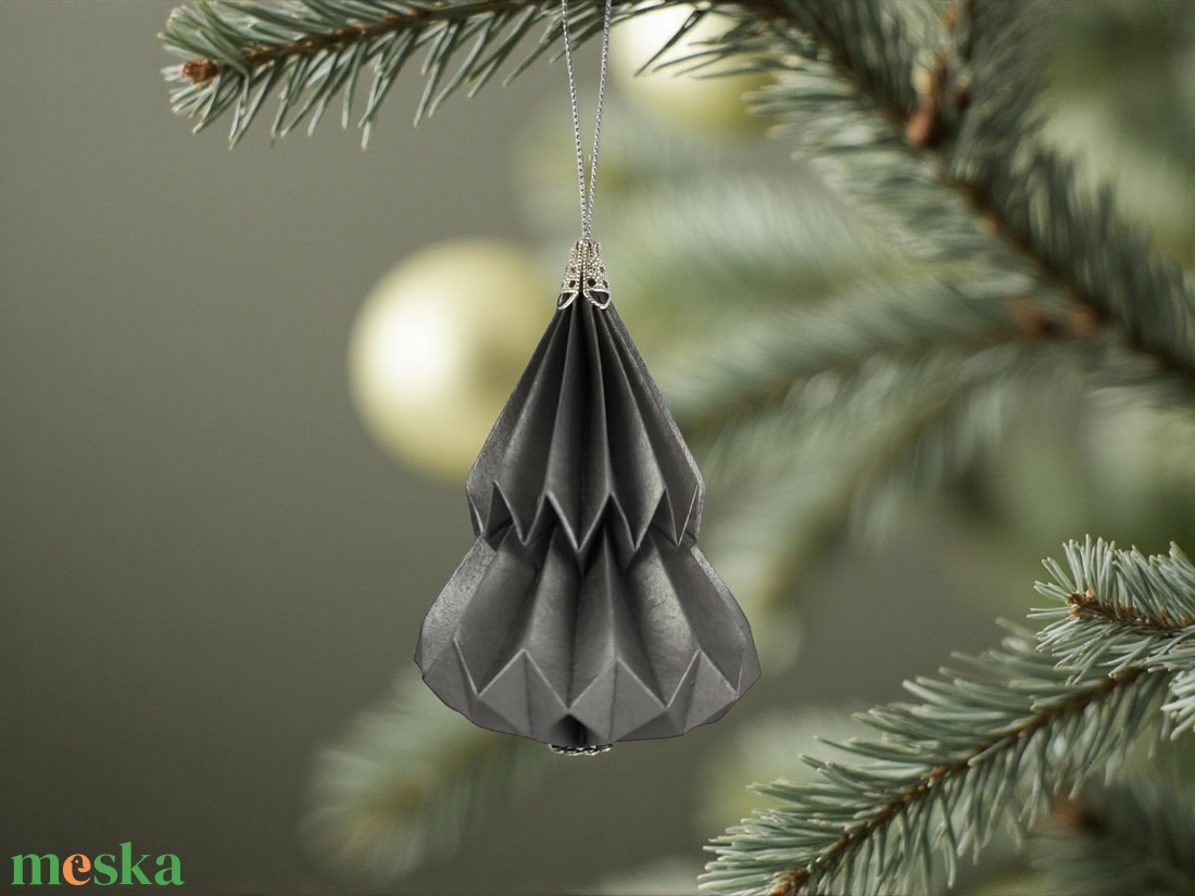 Grafit ezüst fenyőfa formájú karácsonyfadísz KF013 - karácsony - karácsonyi lakásdekoráció - karácsonyfadíszek - Meska.hu