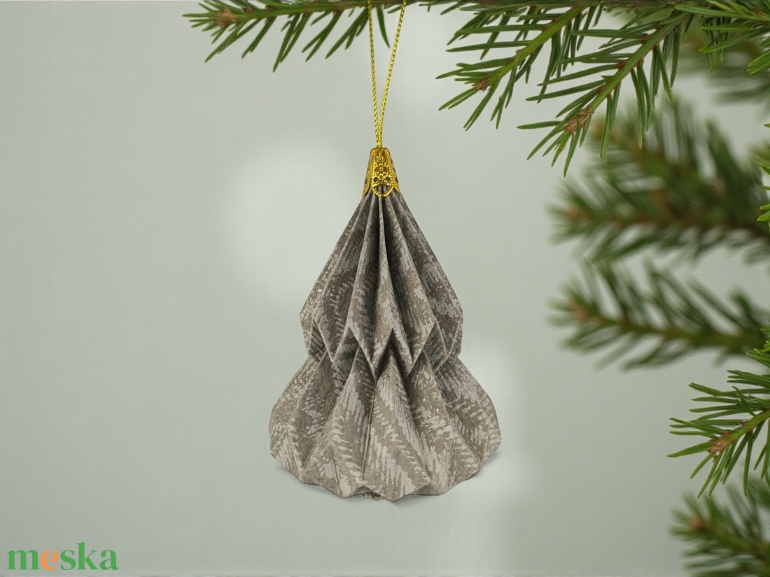 Barna, ekrü, arany fenyőfa formájú karácsonyfadísz KF017 - karácsony - karácsonyi lakásdekoráció - karácsonyfadíszek - Meska.hu