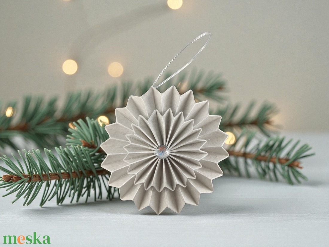 Világos ezüst rozetta formájú 2 darabos karácsonyfadísz szett ROZV2009 - karácsony - karácsonyi lakásdekoráció - karácsonyfadíszek - Meska.hu