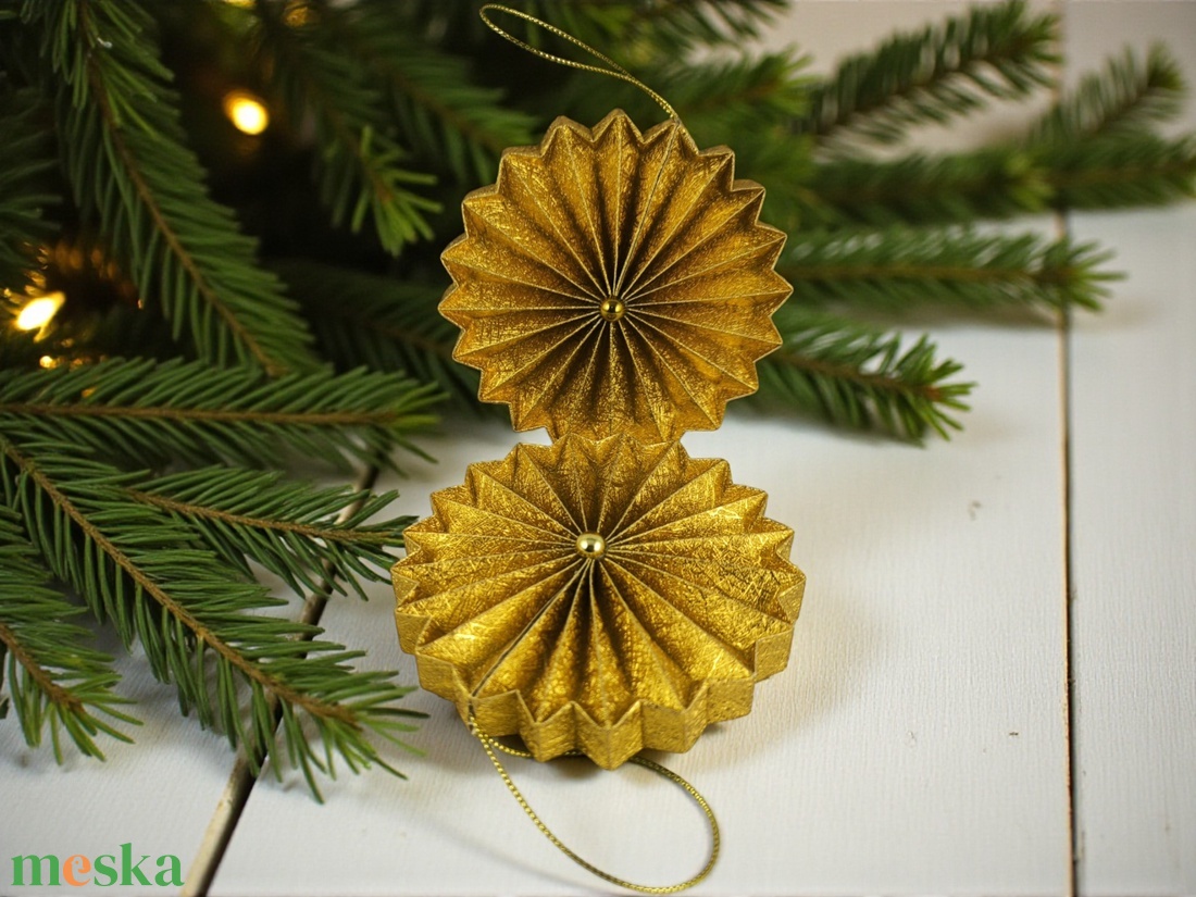 Metál arany rozetta formájú 2 darabos karácsonyfadísz szett ROZ2027 - karácsony - karácsonyi lakásdekoráció - karácsonyfadíszek - Meska.hu