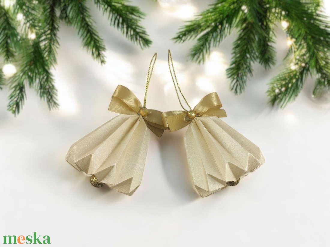 Csengettyű alakú beige, arany karácsonyfadísz szett BL201 - karácsony - karácsonyi lakásdekoráció - karácsonyfadíszek - Meska.hu