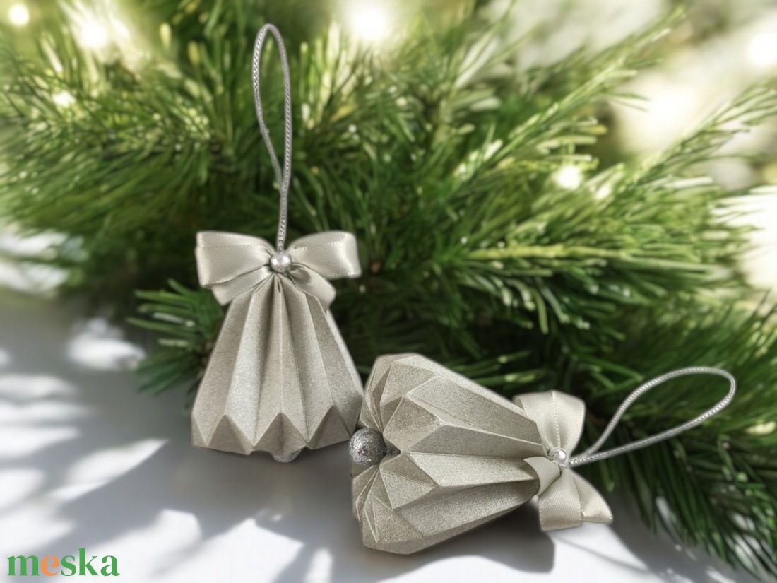 Csengettyű alakú ezüst karácsonyfadísz szett BL203 - karácsony - karácsonyi lakásdekoráció - karácsonyfadíszek - Meska.hu