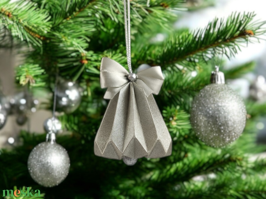 Csengettyű alakú ezüst karácsonyfadísz szett BL203 - karácsony - karácsonyi lakásdekoráció - karácsonyfadíszek - Meska.hu