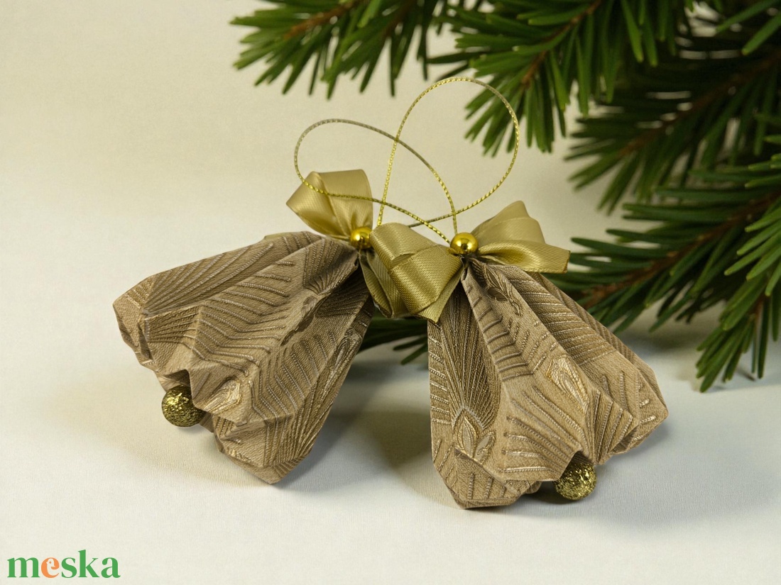 Csengettyű alakú arany mintás karácsonyfadísz szett BL213 - karácsony - karácsonyi lakásdekoráció - karácsonyfadíszek - Meska.hu