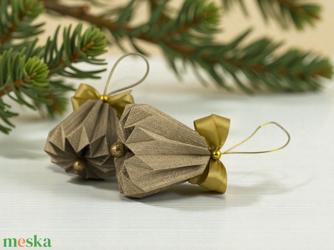 Csengettyű alakú pezsgőarany karácsonyfadísz szett BL215 - karácsony - karácsonyi lakásdekoráció - karácsonyfadíszek - Meska.hu