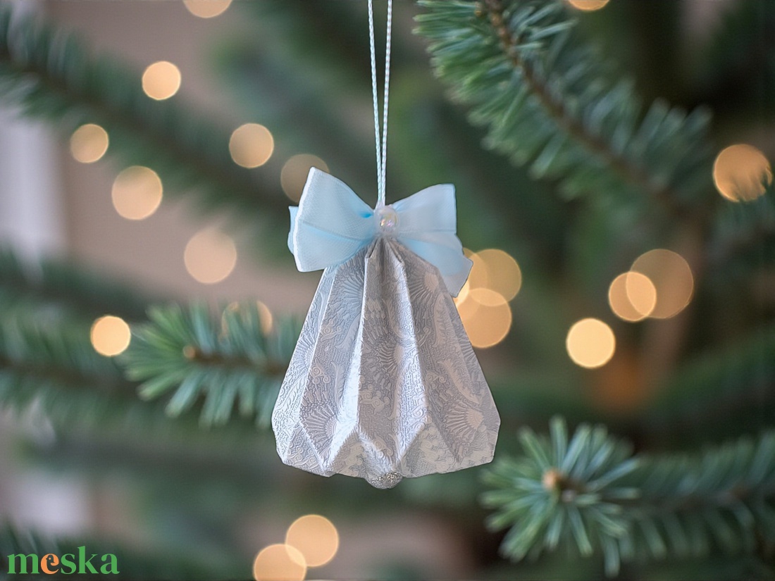 Csengettyű alakú világoskék, fehér karácsonyfadísz szett BL212 - karácsony - karácsonyi lakásdekoráció - karácsonyfadíszek - Meska.hu
