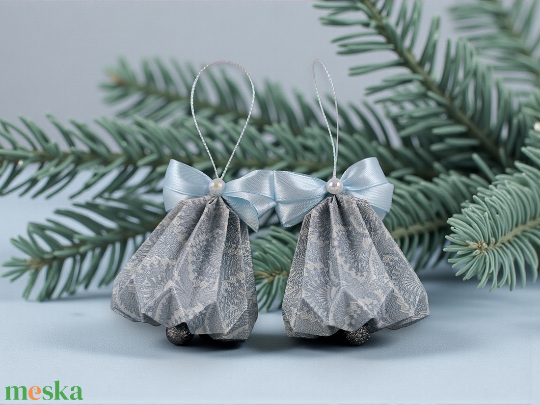 Csengettyű alakú világoskék, fehér karácsonyfadísz szett BL212 - karácsony - karácsonyi lakásdekoráció - karácsonyfadíszek - Meska.hu