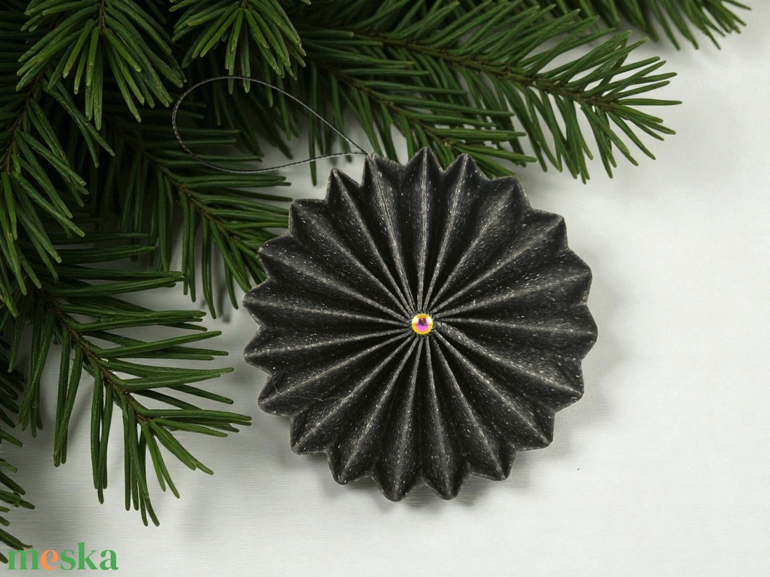 Csillámos fekete rozetta formájú 2 darabos karácsonyfadísz szett ROZ2029 - karácsony - karácsonyi lakásdekoráció - karácsonyfadíszek - Meska.hu