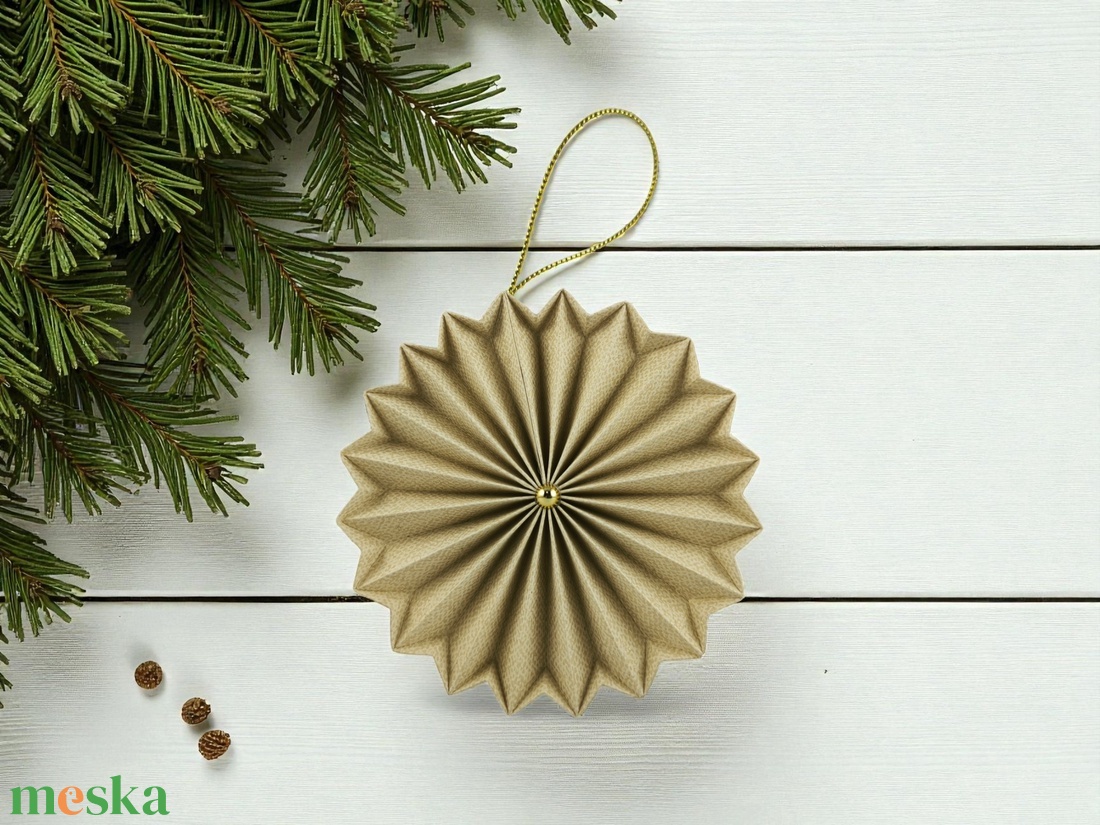 Beige rozetta formájú 2 darabos karácsonyfadísz szett ROZ2030 - karácsony - karácsonyi lakásdekoráció - karácsonyfadíszek - Meska.hu
