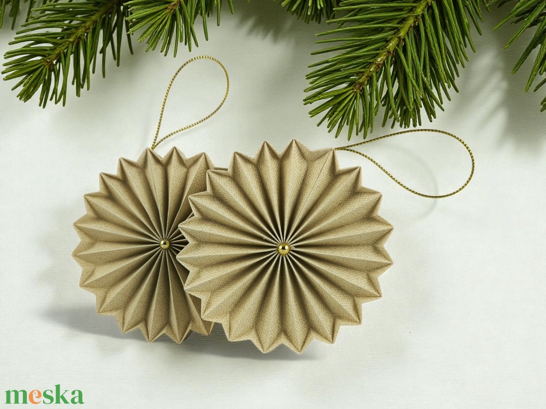 Beige rozetta formájú 2 darabos karácsonyfadísz szett ROZ2030 - karácsony - karácsonyi lakásdekoráció - karácsonyfadíszek - Meska.hu