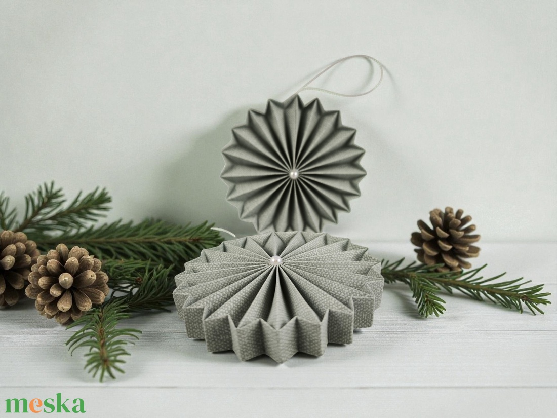 Világos mentazöld rozetta formájú 2 darabos karácsonyfadísz szett ROZ2033 - karácsony - karácsonyi lakásdekoráció - karácsonyfadíszek - Meska.hu