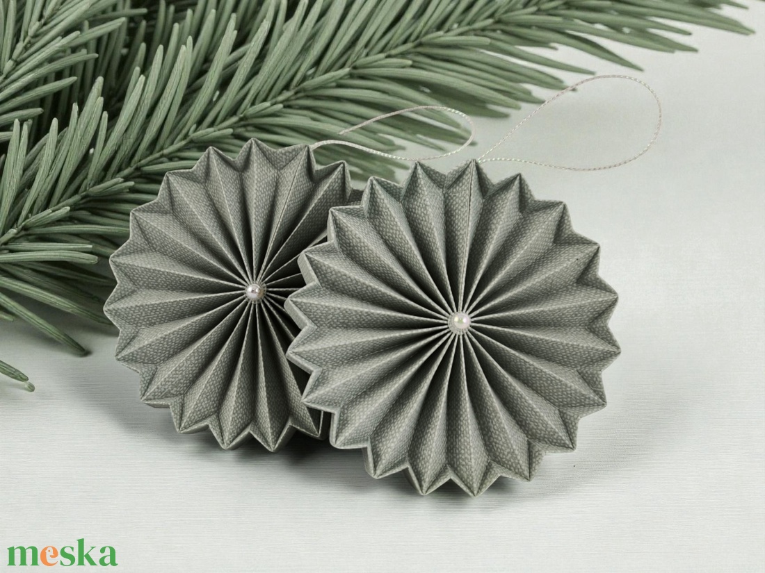 Világos mentazöld rozetta formájú 2 darabos karácsonyfadísz szett ROZ2033 - karácsony - karácsonyi lakásdekoráció - karácsonyfadíszek - Meska.hu