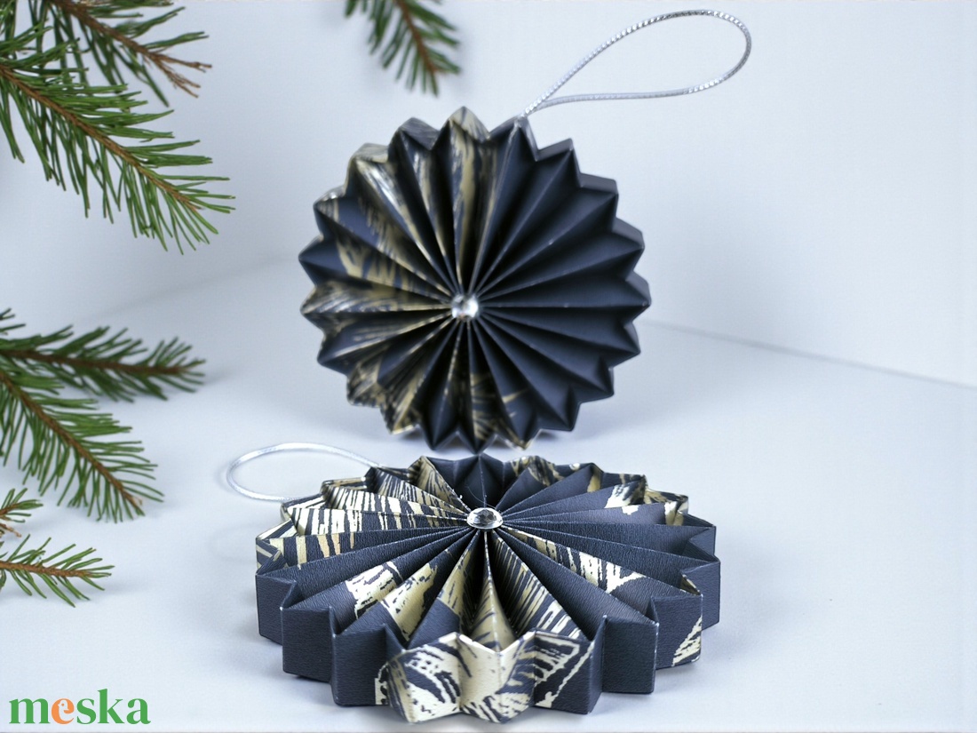 Sötétkék, ezüst rozetta formájú 2 darabos karácsonyfadísz szett ROZ2034 - karácsony - karácsonyi lakásdekoráció - karácsonyfadíszek - Meska.hu