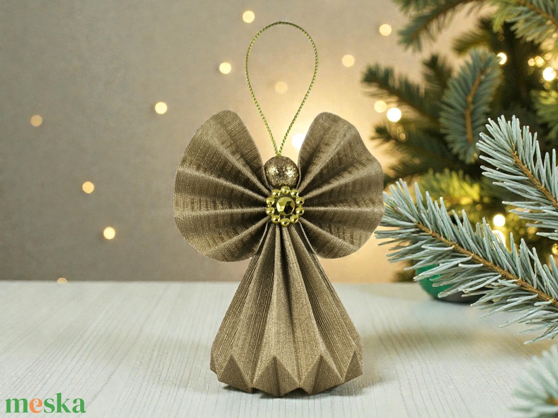 Pezsgő arany színű papírangyalka PANAR0117 - karácsony - karácsonyi lakásdekoráció - karácsonyfadíszek - Meska.hu