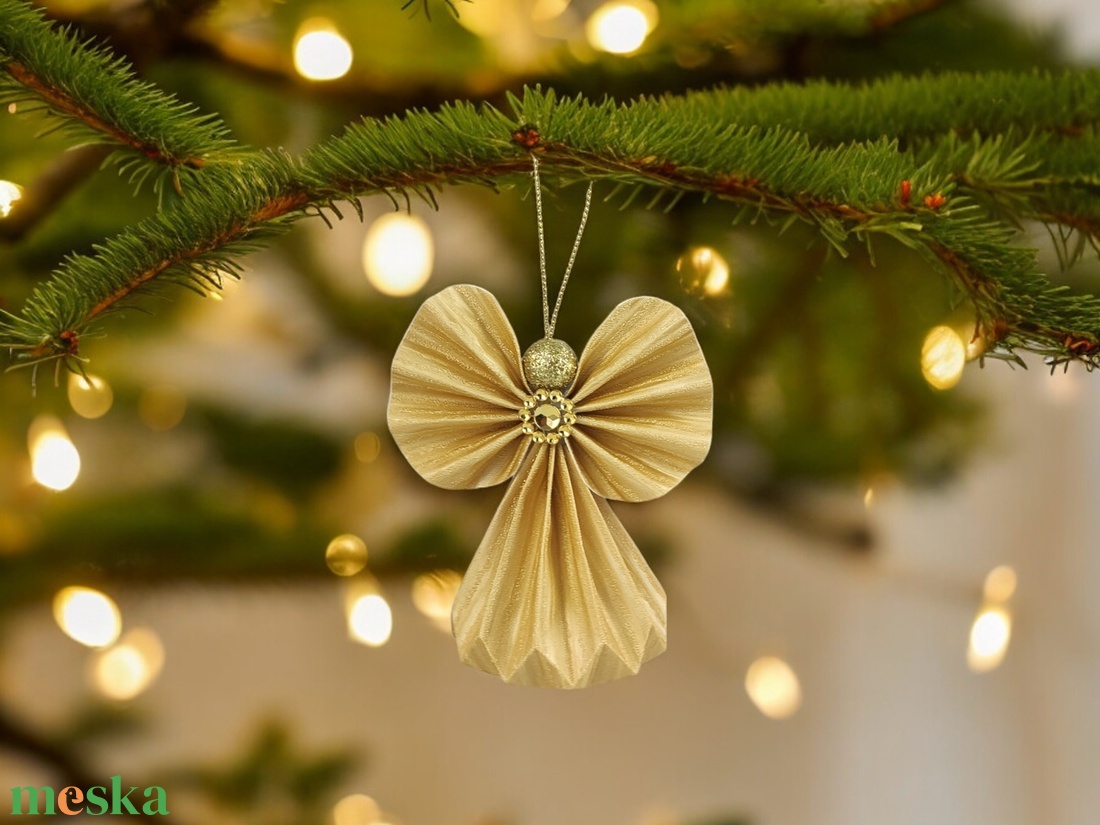 Arany színű papírangyalka PANAR0002 - karácsony - karácsonyi lakásdekoráció - karácsonyfadíszek - Meska.hu