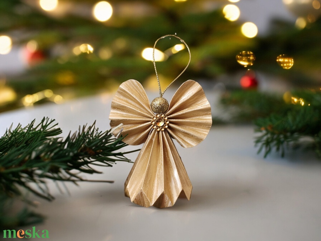 Arany színű papírangyalka PANAR0002 - karácsony - karácsonyi lakásdekoráció - karácsonyfadíszek - Meska.hu