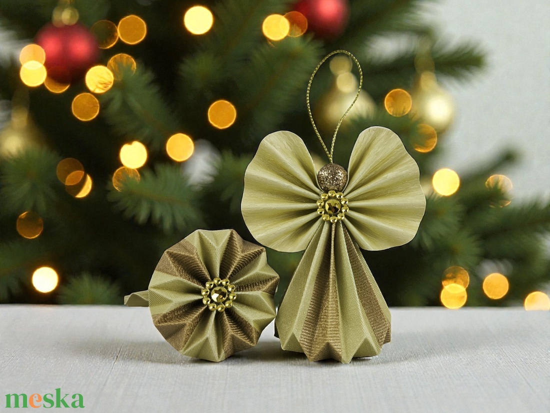 Krémszínű, arany papírangyalka PANAR0120 - karácsony - karácsonyi lakásdekoráció - karácsonyfadíszek - Meska.hu