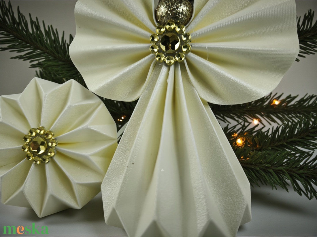 Krémszínű papírangyalka PANAR0121 - karácsony - karácsonyi lakásdekoráció - karácsonyfadíszek - Meska.hu