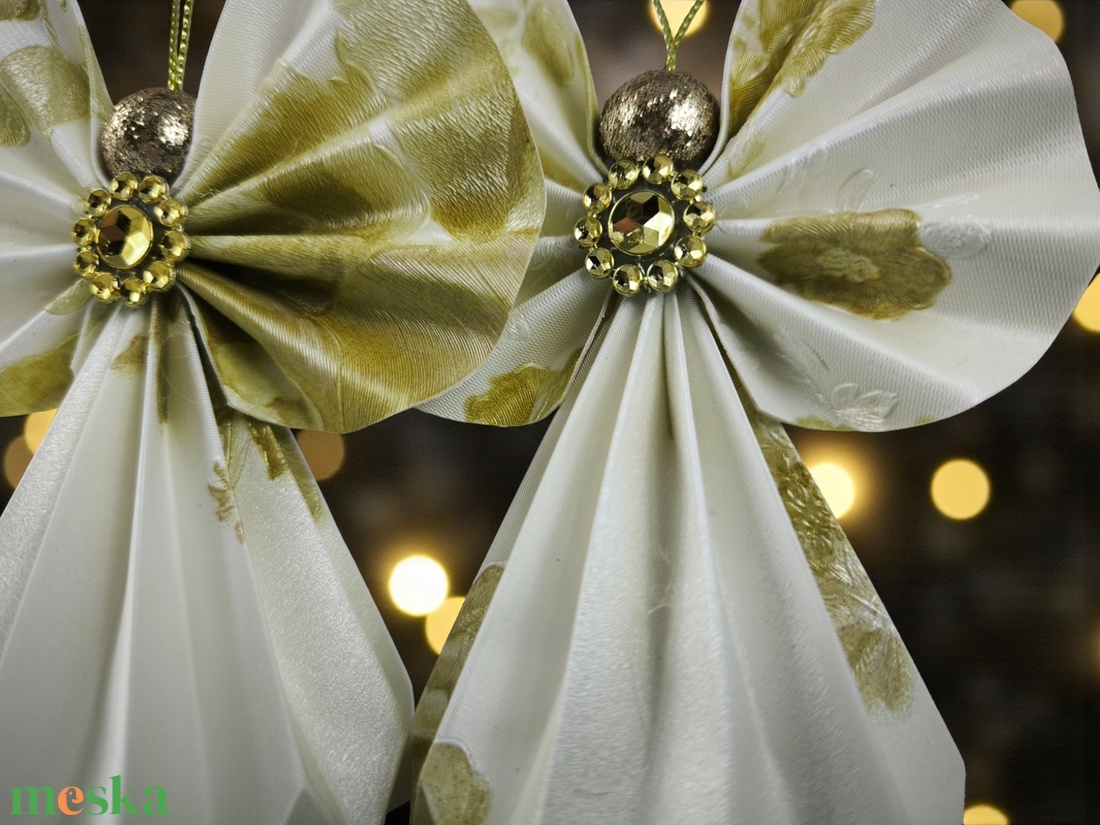 Ekrü, arany papírangyalka PANAR0124 - karácsony - karácsonyi lakásdekoráció - karácsonyfadíszek - Meska.hu