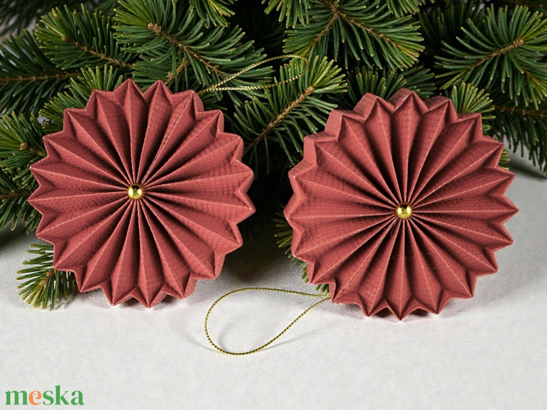 Piros rozetta formájú 2 darabos karácsonyfadísz szett ROZ2038 - karácsony - karácsonyi lakásdekoráció - karácsonyfadíszek - Meska.hu