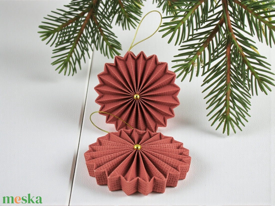 Piros rozetta formájú 2 darabos karácsonyfadísz szett ROZ2038 - karácsony - karácsonyi lakásdekoráció - karácsonyfadíszek - Meska.hu