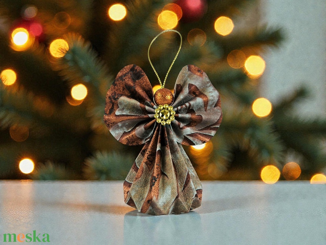 Bronz mintás papírangyalka függődísz PANAR0123 - karácsony - karácsonyi lakásdekoráció - karácsonyi lakásdíszek - Meska.hu