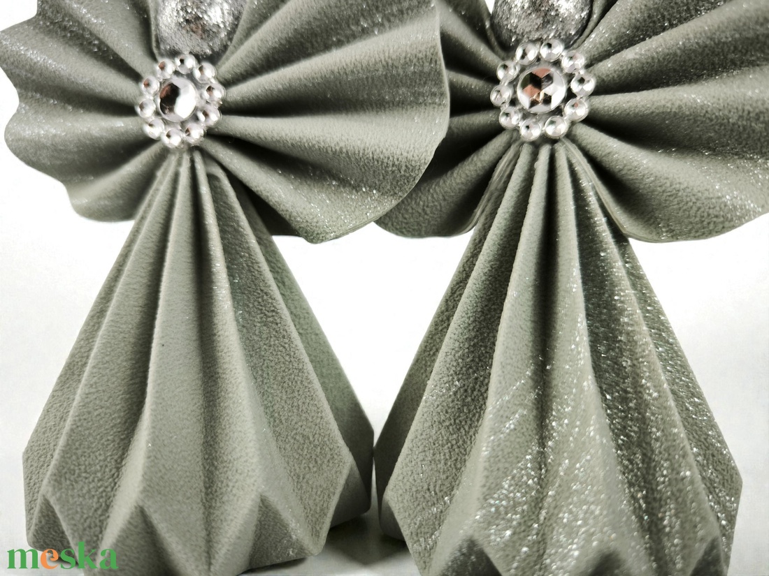 Zöldes szürke csillámos papírangyalka PANEZ0083 - otthon & életmód - dekoráció - fali és függő dekoráció - függődísz - Meska.hu