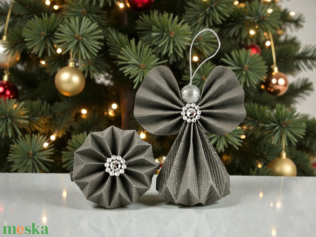 Szürke mintás papírangyalka PANEZ0085 - otthon & életmód - dekoráció - fali és függő dekoráció - függődísz - Meska.hu