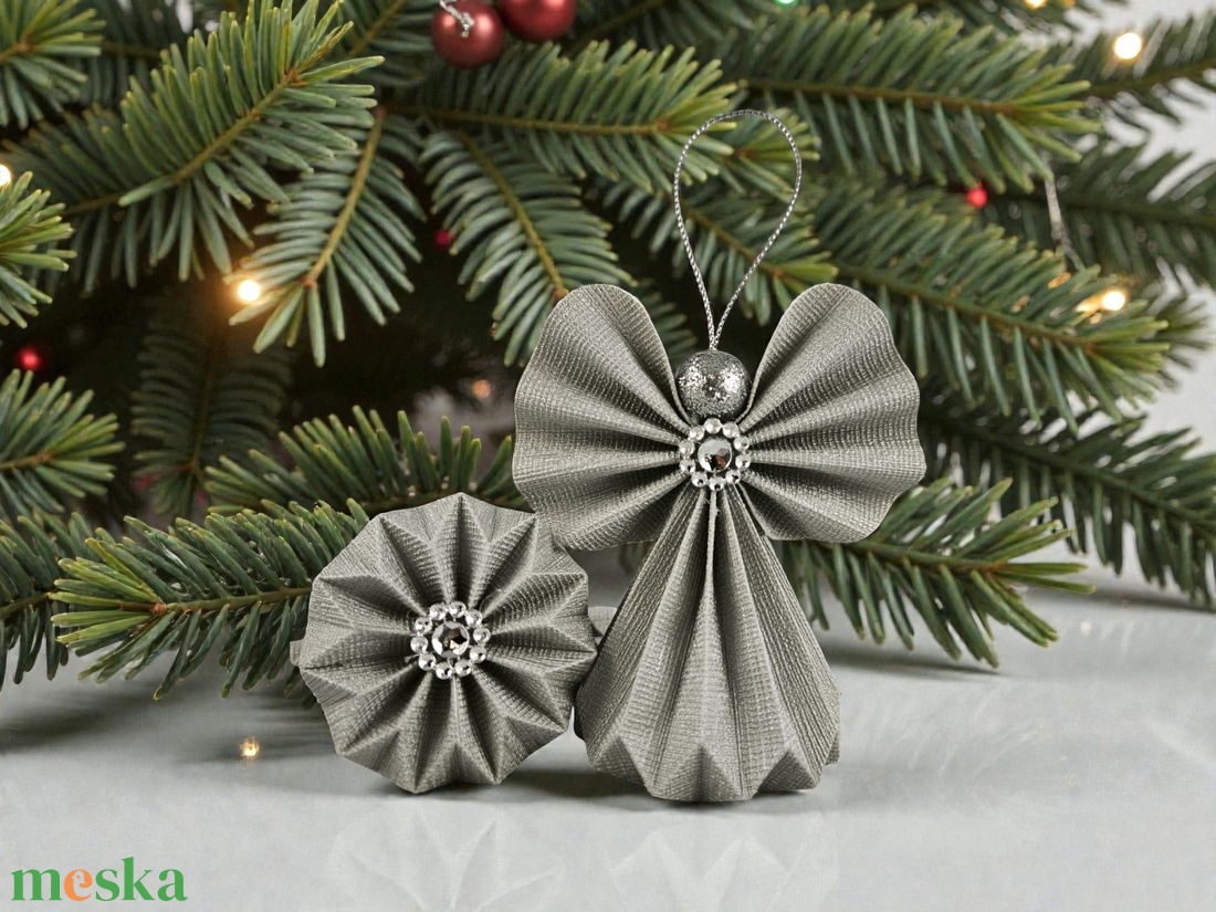 Ezüst papírangyalka függődísz PANEZ0086 - otthon & életmód - dekoráció - fali és függő dekoráció - függődísz - Meska.hu