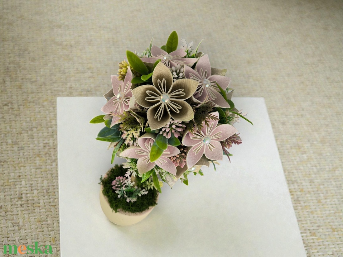 Örök Tavasz Pasztell Virágfácska - rózsaszín, bézs PRVF01 - otthon & életmód - dekoráció - asztal és polc dekoráció - asztaldísz - Meska.hu