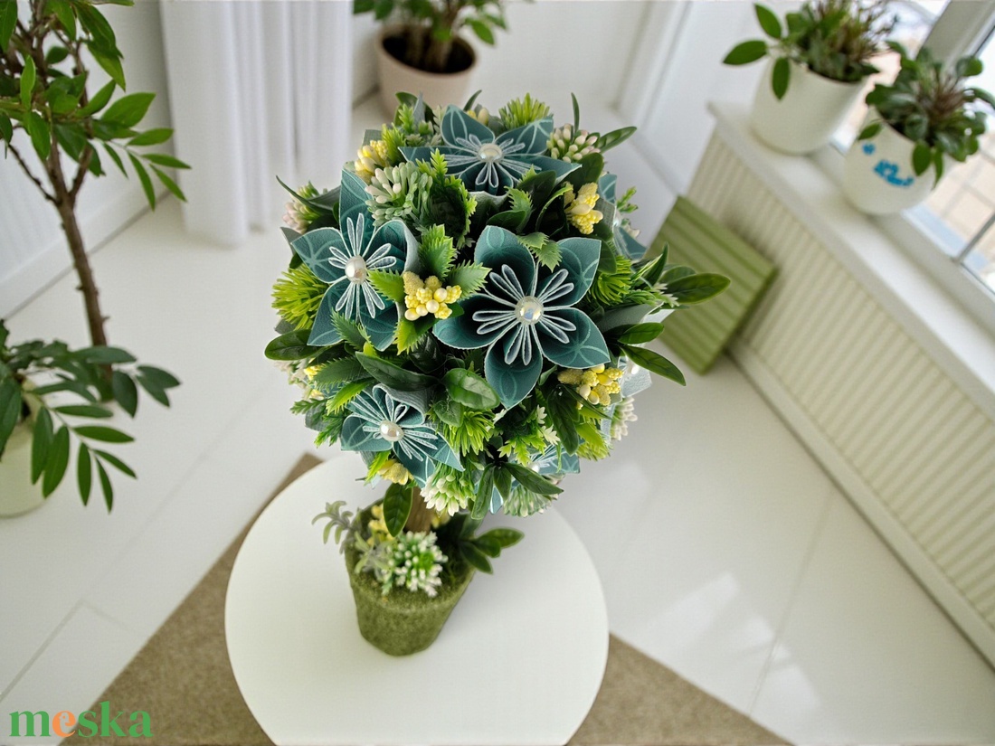 Tavaszi Frissesség Topiary � pasztell türkiz virágfácska PRVF02 - otthon & életmód - dekoráció - asztal és polc dekoráció - asztaldísz - Meska.hu