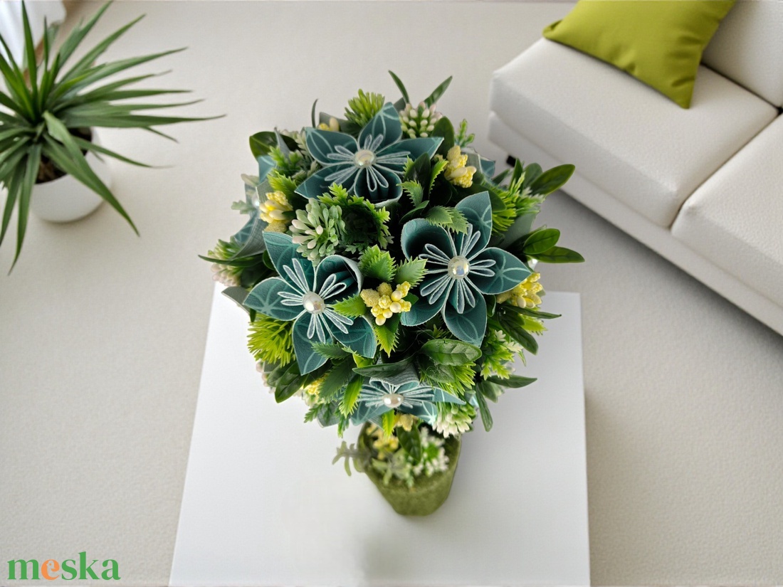 Tavaszi Frissesség Topiary � pasztell türkiz virágfácska PRVF02 - otthon & életmód - dekoráció - asztal és polc dekoráció - asztaldísz - Meska.hu