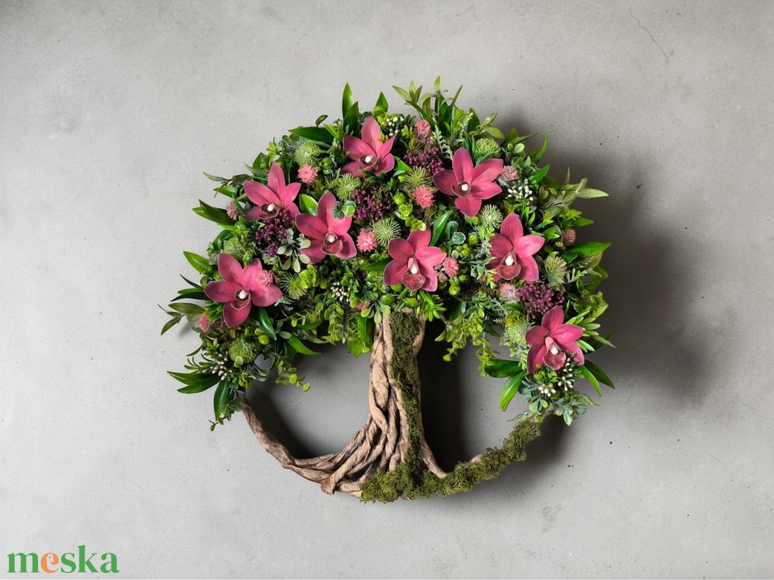 Életfa kopogtató � Csónakorchideás, burgundi vörös árnyalatban KPEF018 - otthon & életmód - dekoráció - ajtó- és ablak dekoráció - ajtódísz & kopogtató - Meska.hu