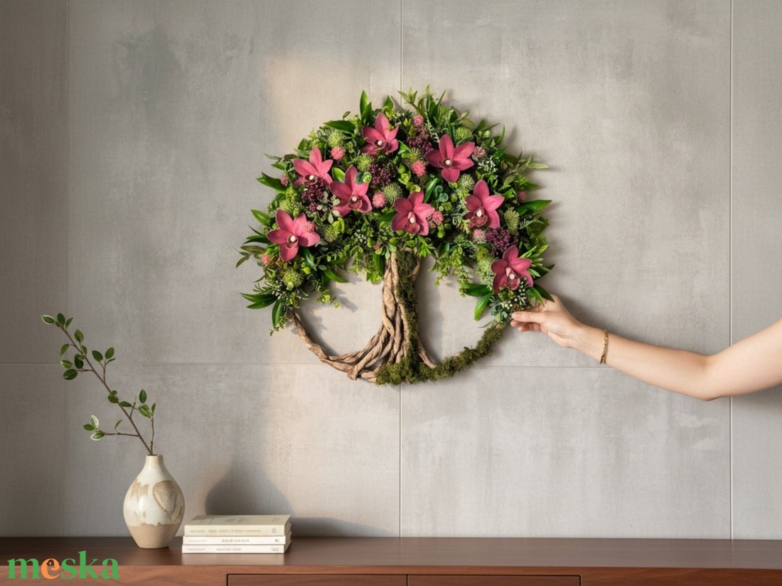 Életfa kopogtató � Csónakorchideás, burgundi vörös árnyalatban KPEF018 - otthon & életmód - dekoráció - ajtó- és ablak dekoráció - ajtódísz & kopogtató - Meska.hu