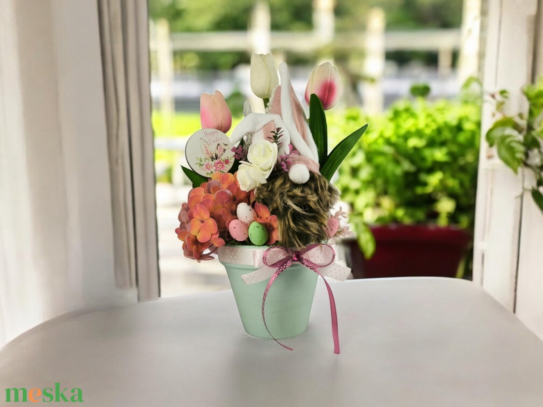 Nyuszimanós asztaldísz HUA106 - otthon & életmód - dekoráció - asztal és polc dekoráció - asztaldísz - Meska.hu