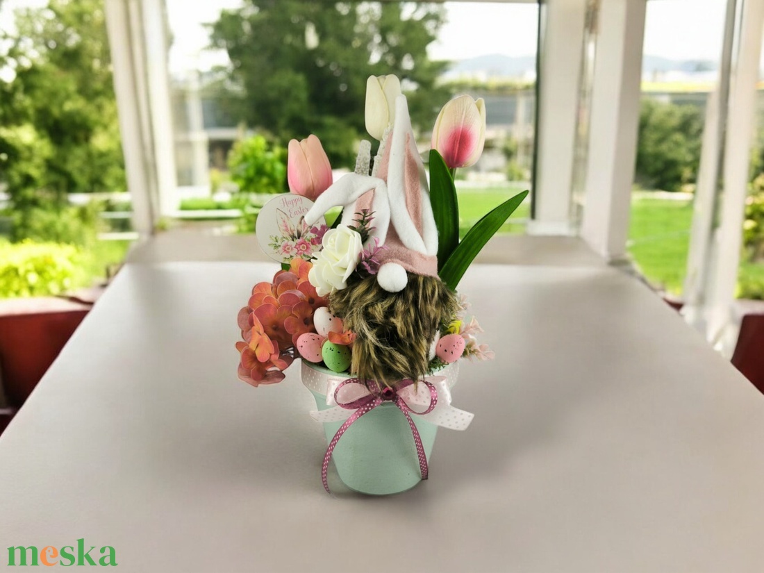 Nyuszimanós asztaldísz HUA106 - otthon & életmód - dekoráció - asztal és polc dekoráció - asztaldísz - Meska.hu