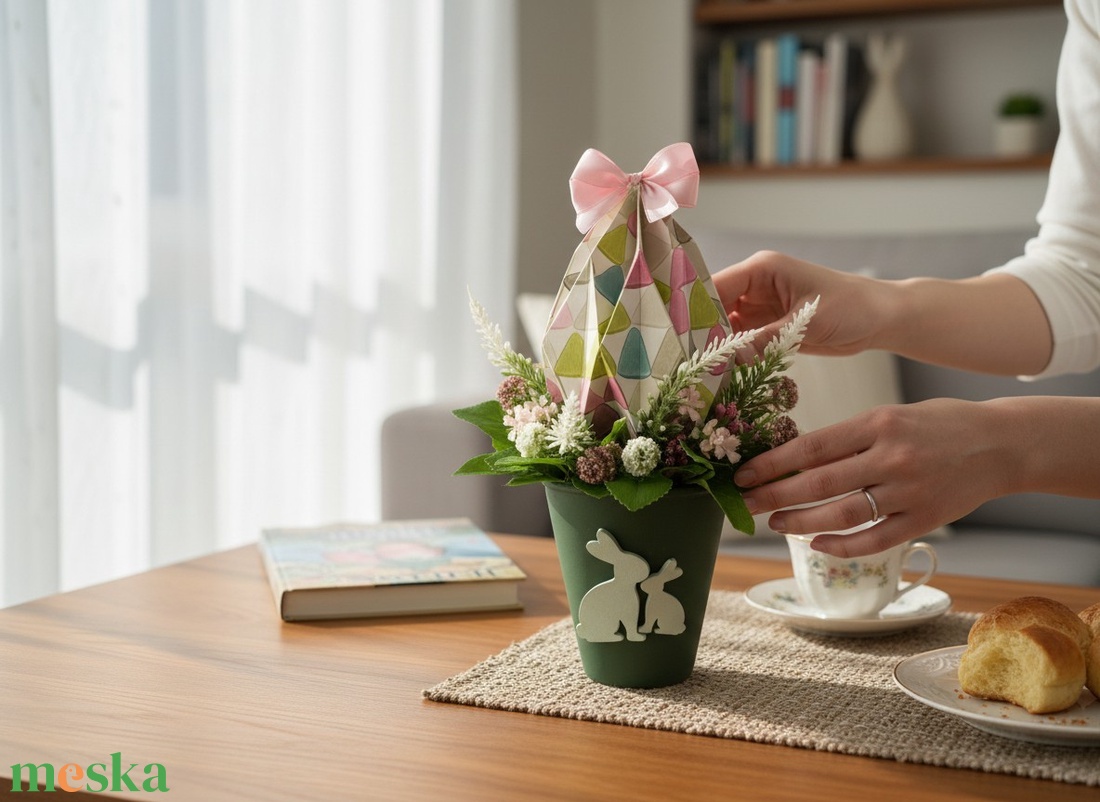 Origami Tojásos Húsvéti Asztaldísz HUA105 - otthon & életmód - dekoráció - asztal és polc dekoráció - asztaldísz - Meska.hu
