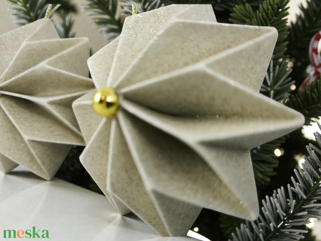 Beige arany csillag szett 9CS02001 - karácsony - karácsonyi lakásdekoráció - karácsonyfadíszek - Meska.hu
