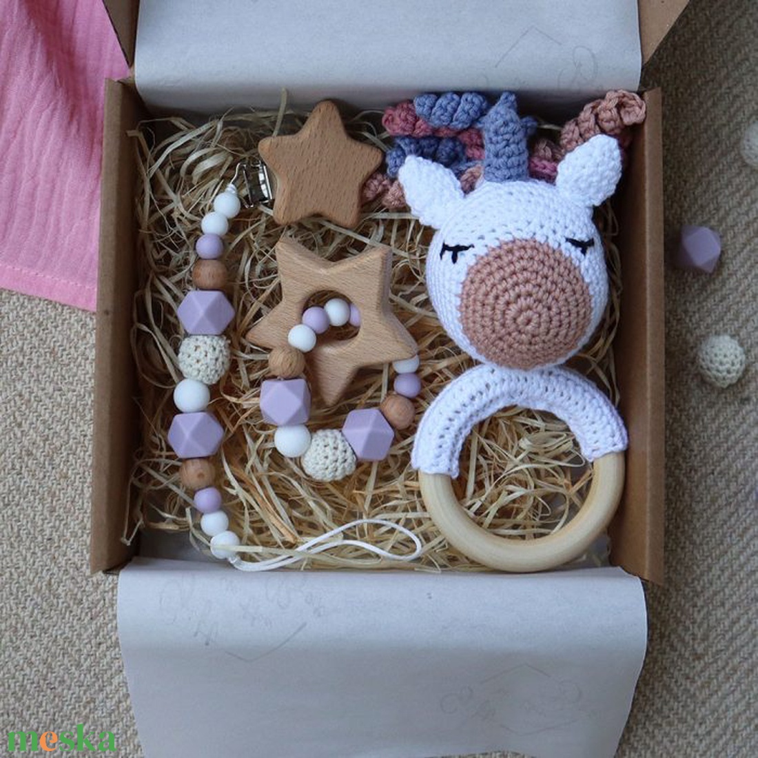 Purple Unicorn Selection Box - Baba ajándékdoboz / Babaváró ajándék / Babalátogató ajándék akciós termékkép 1