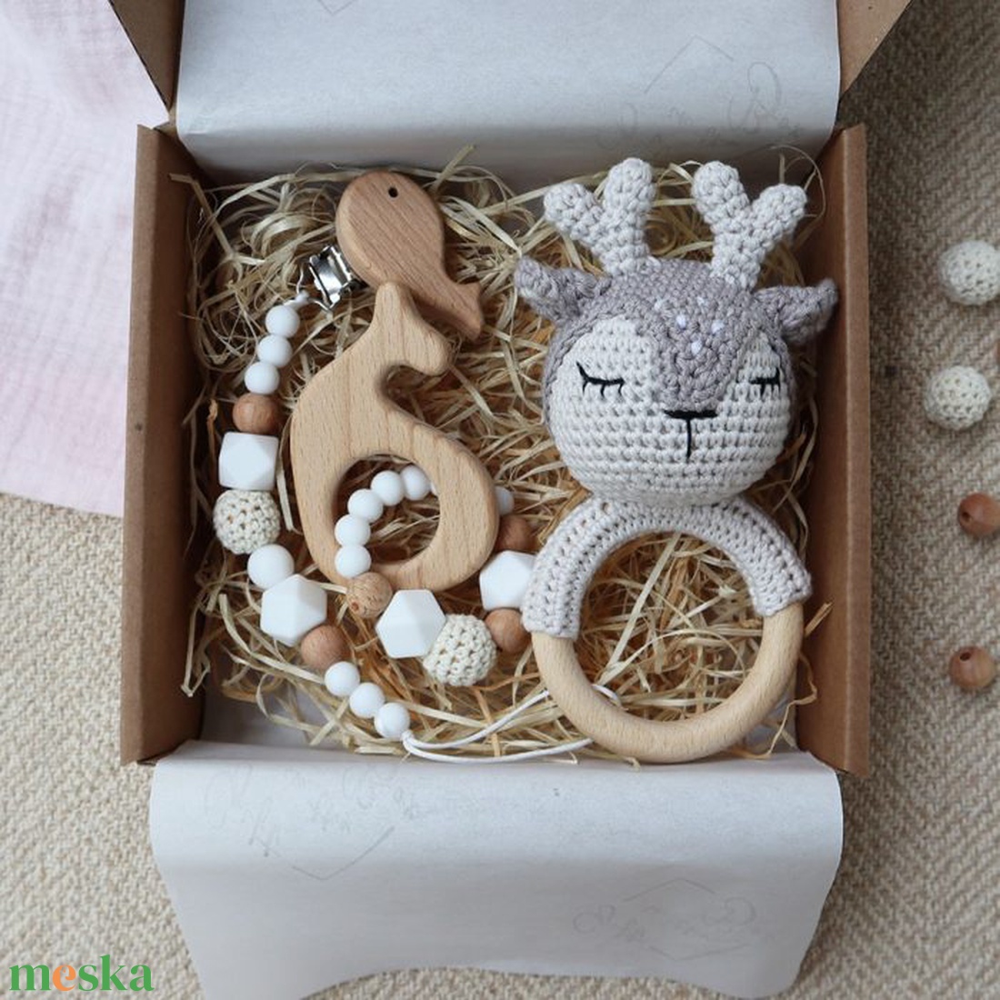 Deer Rattle Selection Box - Baba ajándékdoboz / Babaváró ajándék / Babalátogató ajándék akciós termékkép 1