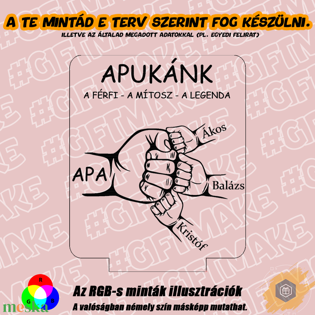 APUKÁNK A FÉRFI A MÍTOSZ A LEGENDA - 3D LED LÁMPA EGYEDI FELIRATTAL APÁKNAK - otthon & életmód - lámpa - hangulatlámpa - Meska.hu APUKÁNK A FÉRFI A MÍTOSZ A LEGENDA - 3D LED LÁMPA EGYEDI FELIRATTAL APÁKNAK - otthon & életmód - lámpa - hangulatlámpa - Meska.hu