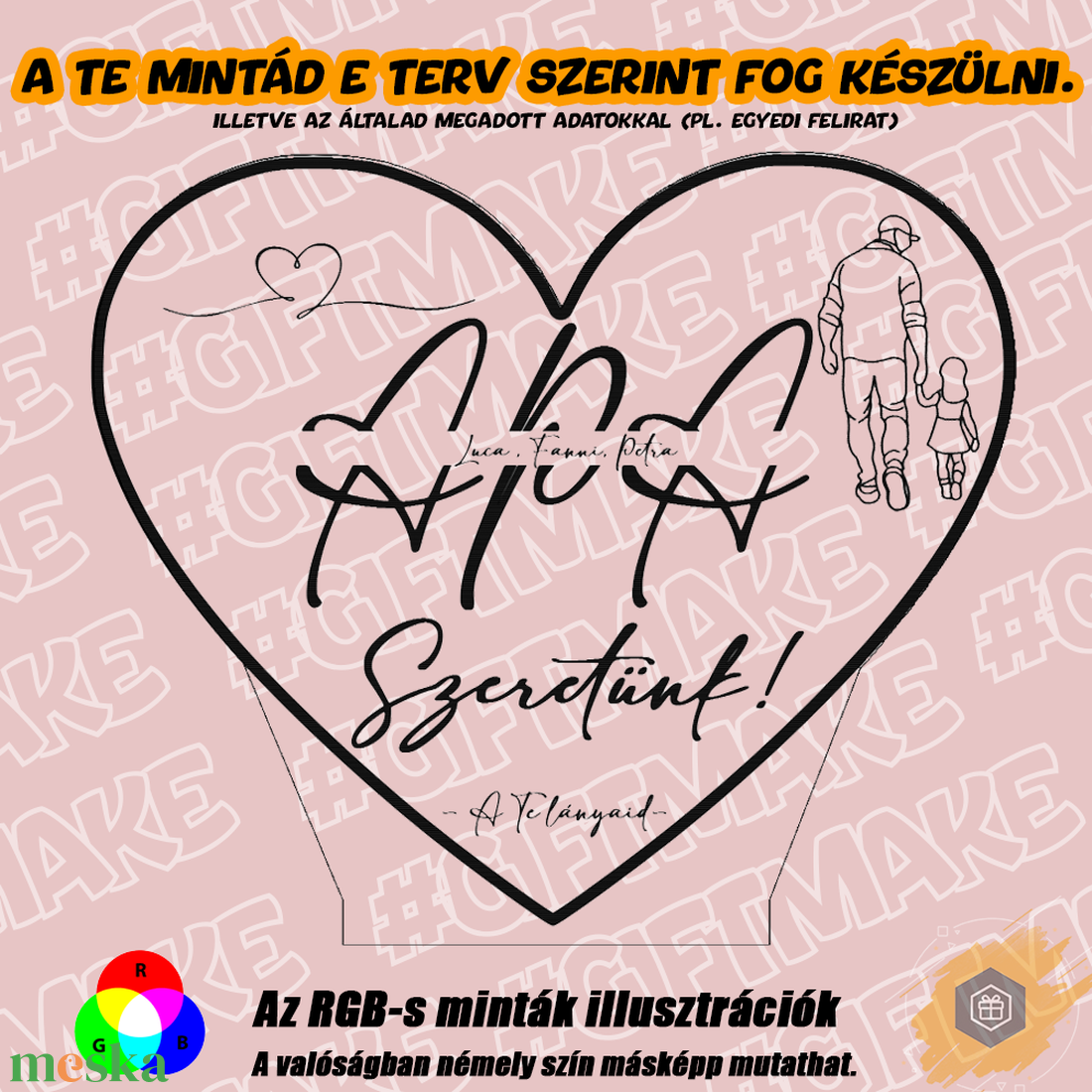 Apa, szeretünk! - A te lányaid - 3D LED LÁMPA Apáknak - Egyedi felirattal - otthon & életmód - lámpa - hangulatlámpa - Meska.hu Apa, szeretünk! - A te lányaid - 3D LED LÁMPA Apáknak - Egyedi felirattal - otthon & életmód - lámpa - hangulatlámpa - Meska.hu