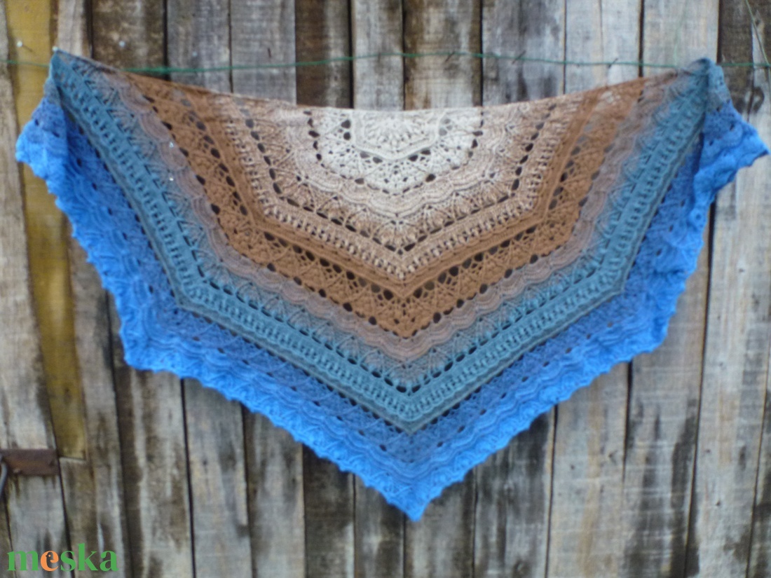 Tengerpart horgolt vállkendő - ruha & divat - sál, sapka, kendő - vállkendő - Meska.hu