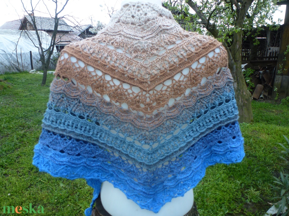 Tengerpart horgolt vállkendő - ruha & divat - sál, sapka, kendő - vállkendő - Meska.hu